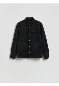 Reserved - Kurtka koszulowa z imitacji zamszu - czarny. Kolor: czarny. Materiał: zamsz