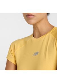 Koszulka damska New Balance WT51223CEE – żółta. Kolor: żółty. Materiał: tkanina, poliester, materiał #2