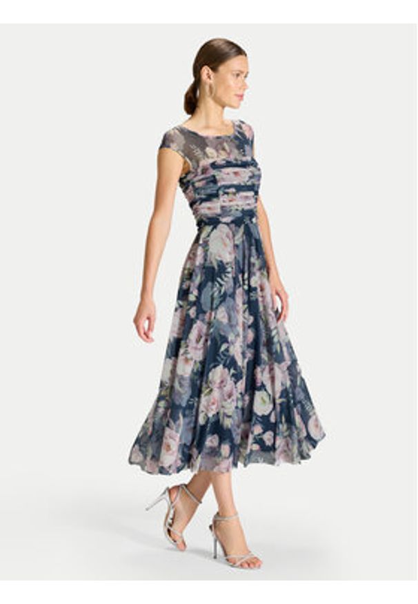 Swing Sukienka koktajlowa 5AK11400 Granatowy Regular Fit. Kolor: niebieski. Materiał: syntetyk. Styl: wizytowy