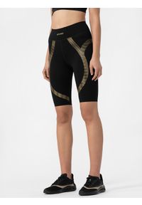 4f - 4F Legginsy kolarki treningowe kompresyjne 4FPRO damskie M. Stan: podwyższony. Kolor: czarny. Materiał: materiał. Wzór: nadruk. Sport: fitness