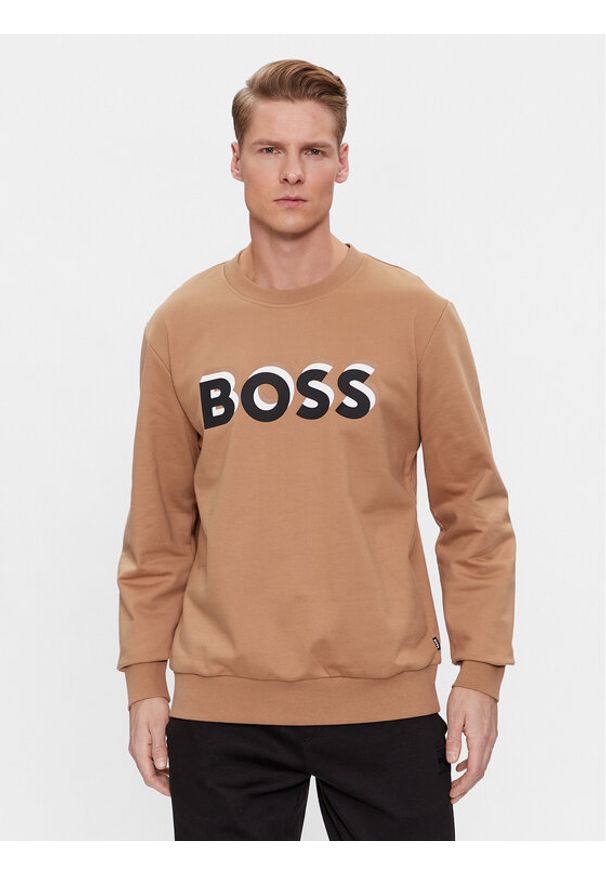 BOSS - Boss Bluza Soleri 07 50507939 Beżowy Relaxed Fit. Kolor: beżowy. Materiał: bawełna