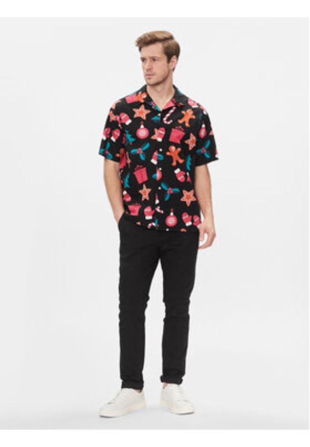 Jack & Jones - Jack&Jones Koszula 12248397 Czarny Relaxed Fit. Kolor: czarny. Materiał: syntetyk