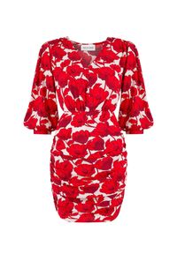 SELF LOVE - Sukienka w kwiaty Mikonos. Kolor: czerwony. Materiał: wiskoza, materiał. Wzór: kwiaty. Typ sukienki: dopasowane. Długość: mini #2