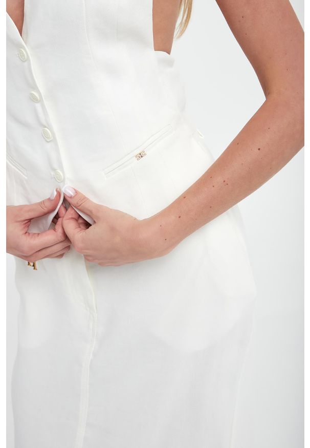 Elisabetta Franchi - Kamizelka damska lniana ELISABETTA FRANCHI. Materiał: len