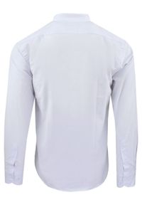 Koszula Taliowana na Stójce, Męska - Rigon - Biała. Typ kołnierza: kołnierzyk stójkowy. Kolor: biały. Materiał: bawełna, poliester, lyocell #2
