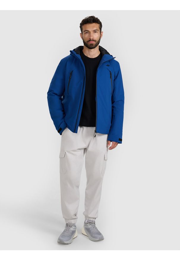 4f - 4F Kurtka przejściowa membrana 10000 męska - niebieska M. Okazja: na co dzień. Kolor: niebieski. Materiał: tkanina, poliester, materiał. Sezon: zima. Styl: casual, klasyczny