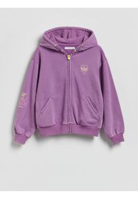 Reserved - Bawełniana bluza z kapturem - ciemnofioletowy. Typ kołnierza: kaptur. Kolor: fioletowy. Materiał: bawełna #1