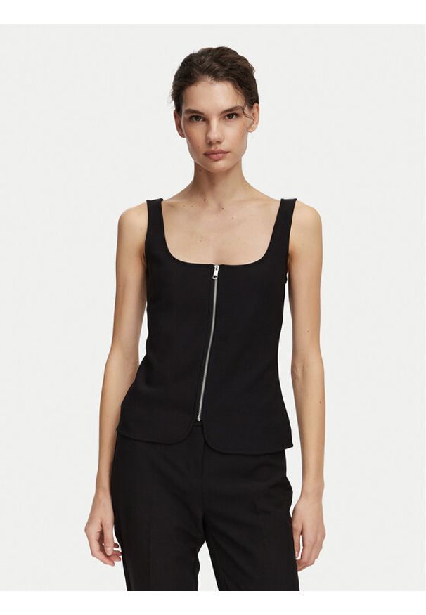 Calvin Klein Top LV044G235G Czarny Regular Fit. Kolor: czarny. Materiał: syntetyk