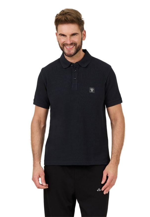 Emporio Armani - EMPORIO ARMANI Czarne męskie polo, Rozmiar XXL. Typ kołnierza: polo. Kolor: czarny