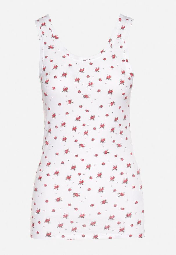 Born2be - Biały Bawełniany Top z Kwiatowym Wzorem Venitte. Okazja: na co dzień. Kolor: biały. Materiał: bawełna. Wzór: kwiaty. Styl: klasyczny, casual