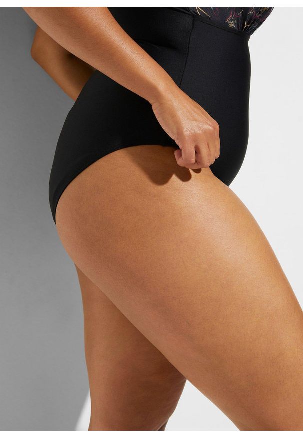 bonprix - Kostium kąpielowy ze średnim efektem modelowania sylwetki. Kolor: czarny. Materiał: materiał