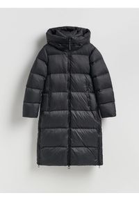 Reserved - Puchowy płaszcz - czarny. Kolor: czarny. Materiał: puch