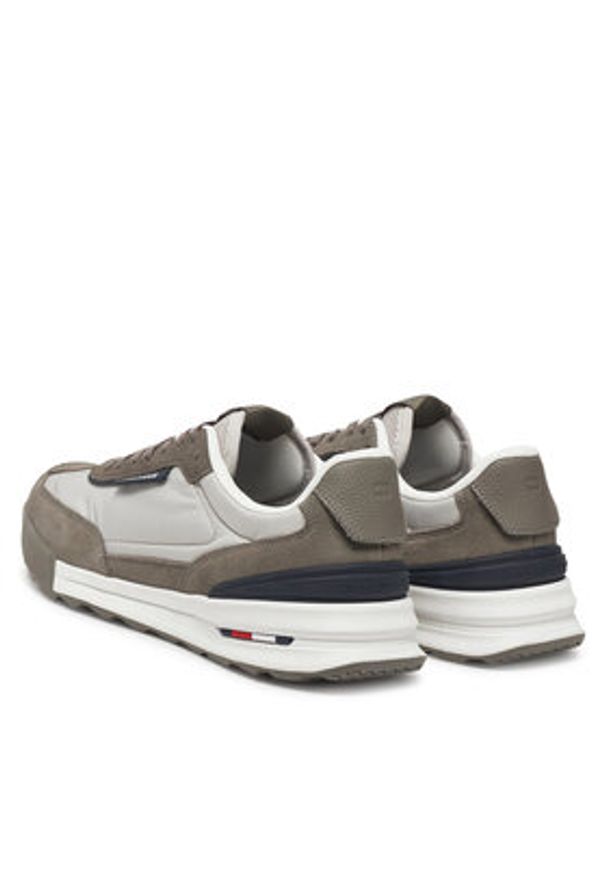 TOMMY HILFIGER - Tommy Hilfiger Sneakersy Retro Runner Nylon Mix FM0FM05523 Beżowy. Kolor: beżowy. Materiał: skóra, zamsz