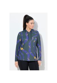 ULLA POPKEN - Damskie Koszulka funkcyjna LSF 50+ slim fit kaptur długi rękaw. Kolekcja: plus size. Kolor: zielony. Materiał: poliester, materiał, elastan. Długość rękawa: długi rękaw. Długość: długie #1