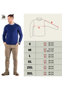 TAGART - Sweter myśliwski męski Tagart Oslo 100% wełna Merino. Kolor: niebieski. Materiał: wełna