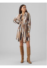 Vero Moda Sukienka koszulowa 10295475 Brązowy Regular Fit. Kolor: brązowy. Materiał: wiskoza. Typ sukienki: koszulowe