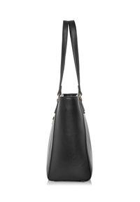 Ochnik - Torebka damska z lampasami i logo. Kolor: czarny. Wzór: aplikacja. Materiał: skórzane. Rodzaj torebki: na ramię #3