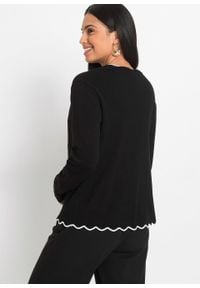 Sweter rozpinany bonprix czarno-biały. Kolor: czarny #5
