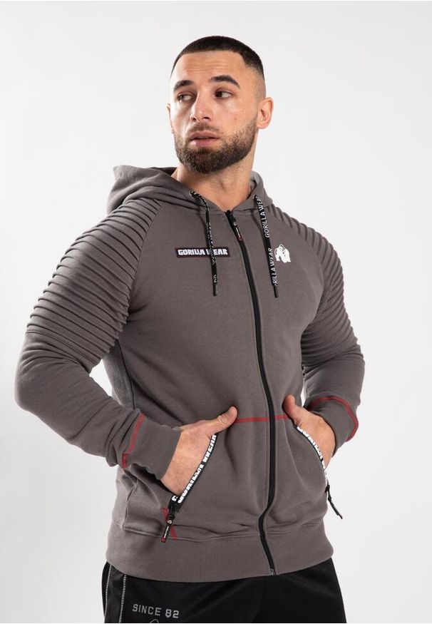 GORILLA WEAR - Georgia Bluza z kapturem zapinana na suwak - Szary. Typ kołnierza: kaptur. Kolor: szary. Sport: fitness
