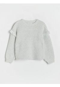 Reserved - Sweter z frędzlami - złamana biel. Materiał: dzianina. Długość: krótkie