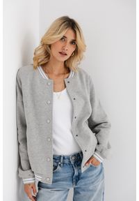 BOMBERKA KIM SZARY MELANŻ M - Flawless. Okazja: na co dzień. Kolor: szary. Materiał: poliester, jedwab, bawełna, wiskoza. Wzór: melanż. Styl: casual, sportowy #1