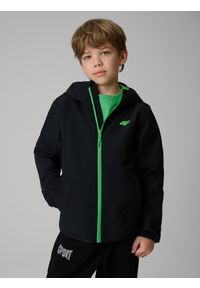 4f - 4F Kurtka softshell wiatroodporna membrana 5000 chłopięca - czarna 164 (13-14 lat). Okazja: na co dzień. Kolor: czarny. Materiał: softshell. Sezon: lato. Styl: casual #1