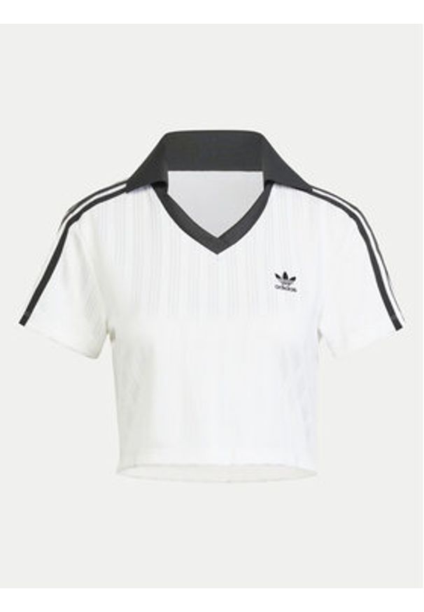 Adidas - adidas T-Shirt adicolor Football Jacquard JD2608 Biały Slim Fit. Kolor: biały. Materiał: syntetyk