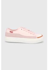 Levi's® - Levi's Tenisówki damskie kolor różowy. Okazja: na spotkanie biznesowe. Nosek buta: okrągły. Zapięcie: sznurówki. Kolor: różowy. Materiał: guma. Obcas: na platformie. Styl: biznesowy #1