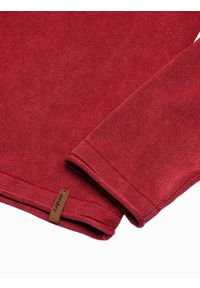 Ombre Clothing - Sweter męski bawełniany - czerwony E180 - XXL. Kolor: czerwony. Materiał: bawełna. Styl: klasyczny #5