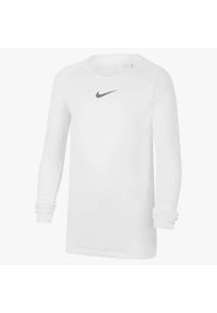 Koszulka piłkarska chłopięca Nike JR Dry Park First Layer. Kolor: biały. Długość rękawa: długi rękaw. Długość: długie. Sport: piłka nożna