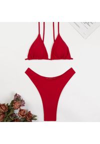Intica - Bikini push-up z regulowanym sznurowaniem na plażę Rosmaria. Kolor: czerwony. Materiał: materiał