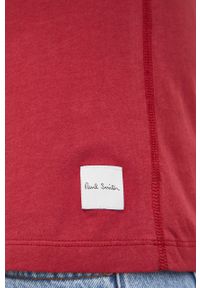 Paul Smith T-shirt bawełniany kolor czerwony gładki. Okazja: na co dzień. Kolor: czerwony. Materiał: bawełna. Wzór: gładki. Styl: casual