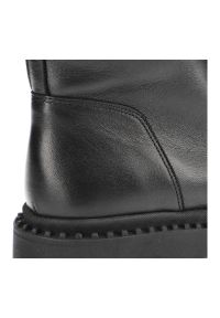 Czarne Botki Karino Skórzane Eleganckie Buty Damskie. Kolor: czarny. Materiał: skóra. Szerokość cholewki: normalna. Wzór: aplikacja. Styl: elegancki #7