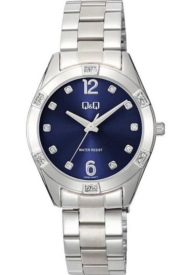 Zegarek QQ Zegarek damski QQ Q83B-005P CYRKONIE srebrny. Kolor: srebrny