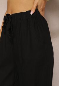 Renee - Czarne Proste Spodnie Bawełniane z Gumką w Pasie Xisela. Kolor: czarny. Materiał: bawełna. Styl: elegancki #4