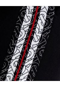 Burberry - BURBERRY - Czarne spodnie z monogramem. Kolor: czarny. Materiał: bawełna, dresówka. Wzór: aplikacja