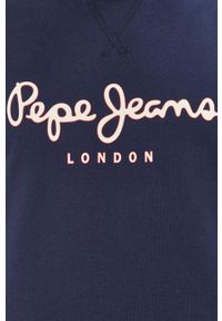 Pepe Jeans - Bluza bawełniana George. Okazja: na co dzień. Kolor: niebieski. Materiał: bawełna. Wzór: nadruk. Styl: casual #3