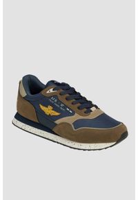 Aeronautica Militare - AERONAUTICA MILITARE Granatowo-brązowe sneakersy męskie, Rozmiar 43. Okazja: na co dzień. Kolor: niebieski #1