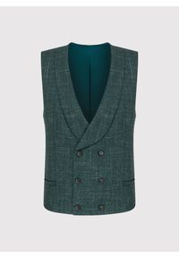 Pako Lorente - PAKO LORENTE – Zielona dwurzędowa kamizelka męska. Kolor: zielony. Wzór: melanż #6