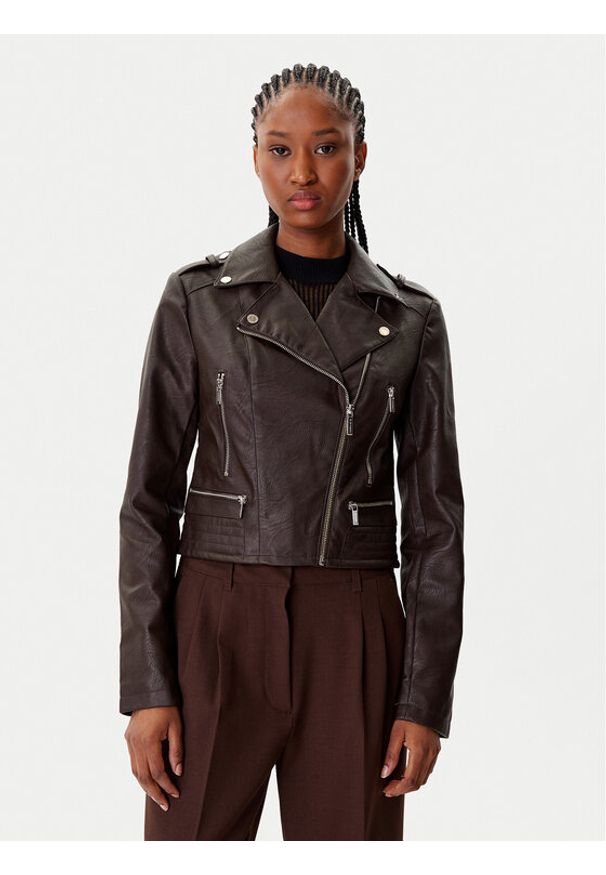 Morgan Kurtka z imitacji skóry 202-GRAMMO.N Brązowy Regular Fit. Kolor: brązowy. Materiał: skóra