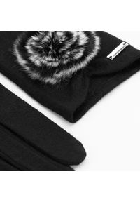 Wittchen - Damskie rękawiczki z puszkiem czarne. Kolor: czarny. Materiał: wełna. Wzór: aplikacja. Sezon: jesień, zima. Styl: klasyczny, elegancki #2