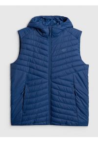 4f - 4F Bezrękawnik z wypełnieniem syntetycznym męski - granatowy XL. Typ kołnierza: kaptur. Kolor: niebieski. Materiał: syntetyk. Długość rękawa: bez rękawów. Wzór: jodełka #1