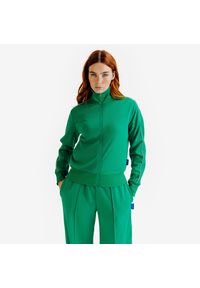 Decathlon - Bluza dresowa damska Heritage. Kolor: zielony, biały, wielokolorowy. Materiał: tkanina, elastan, materiał, prążkowany, poliester #1