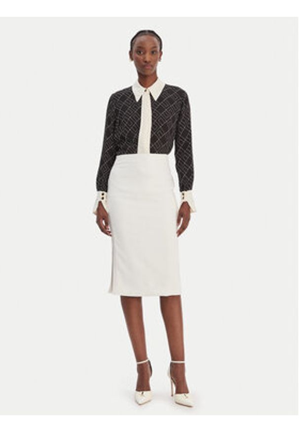 Elisabetta Franchi Spódnica ołówkowa GO-164-61E2-V250 Biały Regular Fit. Kolor: biały. Materiał: syntetyk