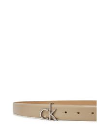 Calvin Klein Pasek Damski Ck Buckle Belt 3.0_Smooth K60K613156 Beżowy. Kolor: beżowy. Materiał: skóra