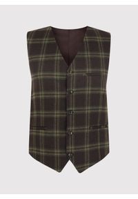 Pako Lorente - Brązowa kamizelka męska w kratę P22WP-8X-039-A-S. Okazja: na co dzień. Kolor: brązowy. Materiał: wełna. Sezon: zima, jesień. Styl: casual #3