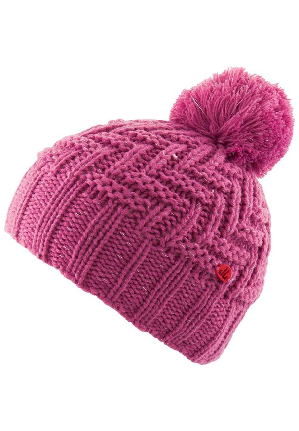 WINTER TIME - Różowa czapka dziecięca zygzak 3–6 lat z pomponem. Kolor: różowy. Sezon: lato