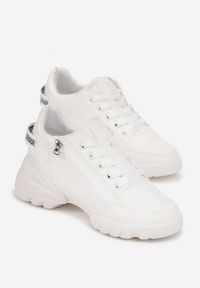 Renee - Białe Sznurowane Sneakersy na Grubej Podeszwie z Suwakami Zazila. Kolor: biały #4