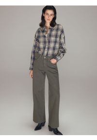 Reserved - Jeansy wide leg z wysokim stanem - zielony. Stan: podwyższony. Kolor: zielony. Materiał: jeans #1