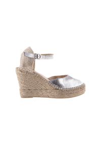 Espadryle Bayla-115 D402500 Laminado Plata, Srebrny, Skóra naturalna, - 39. Okazja: na co dzień. Kolor: srebrny. Materiał: skóra. Obcas: na koturnie. Styl: casual #1